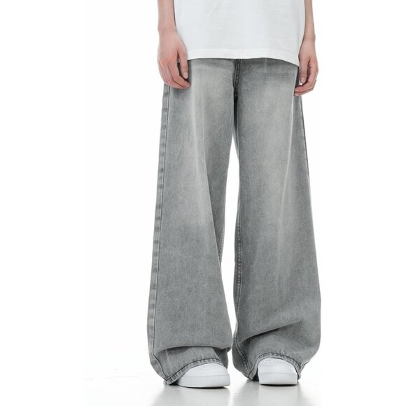 Y2K Baggy Jeans Unisex Wide Leg Vintage Denim Streetwear Casual - Picture 4 of 6